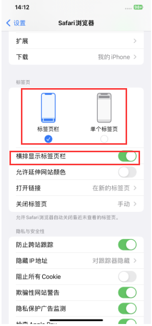 吉州苹果手机维修分享Safari浏览器如何切换标签栏位置 