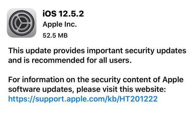 吉州苹果手机维修分享iOS12.5.2发布，建议所有老苹果用户安装 